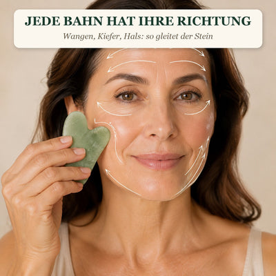 Gua-Sha-Bahnen im Gesicht mit Richtung